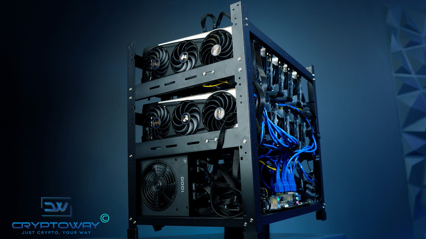 Cryptoway online mining shop UK offer 12GPU crypto mining rig, buy crypto mining rig UK, coin miner for sale, cryptocurrency. Cryptoway sells crypto mining rigs that can mine any coin with proof-of-work concept like Bitcoin, Ethereum, Solana, RavenCoin, BNB, SHIBA Inu, DOGE and more